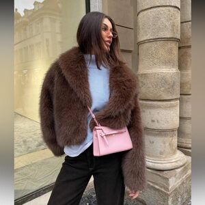 Vintage style Luxury Faux Fur Jacket – chocolate dark brown